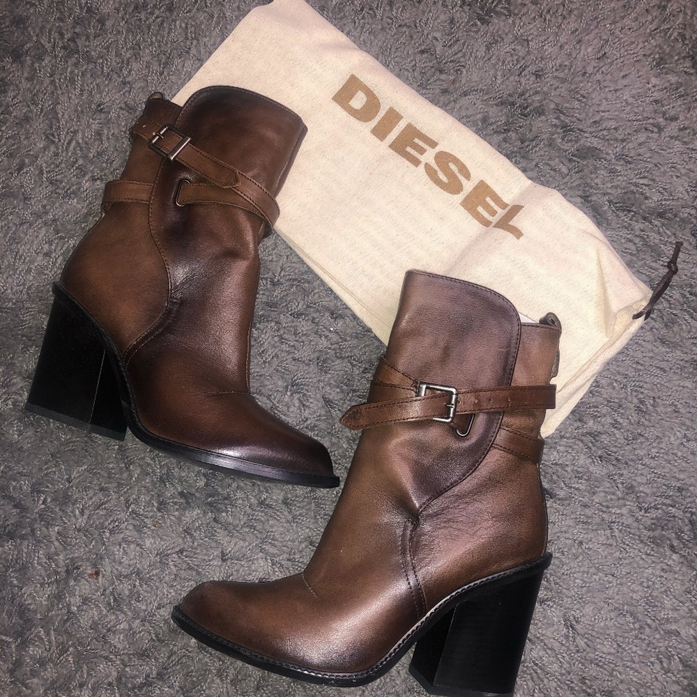 Women’s DIESEL Brown Leather Ankle Boots